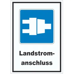HB-Druck Landstromanschluss für Schiffe Symbol und Text Aufkleber A4 (210x297mm)