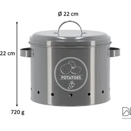 Esschert Design Vorratsdose Kartoffeln grau Ø 22 x H 22 cm 6 l