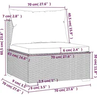 vidaXL 5-tlg Garten-Lounge-Set mit Kissen Poly Rattan Grau