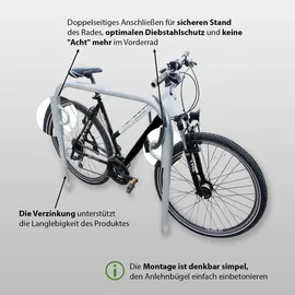 Trutzholm Fahrradanlehnbügel 115 x 99 cm Stahl feuerverzinkt Ø 49 mm Grau