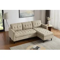 riess-ambiente Ecksofa STOCKHOLM 220 cm beige – 3-Sitzer, Strickstoff, Ottomane beidseitig, Einzelartikel 1 Teile, bequeme Eckcouch mit Federkern – ideal fürs Wohnzimmer & Gästezimmer beige