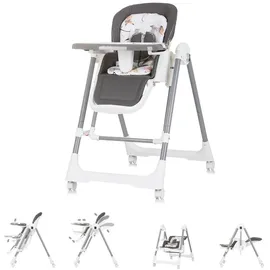 Chipolino Hochstuhl, Hochstuhl 2 in 1 Milk Shake, verstellbar, Babyschaukel, Räder grau