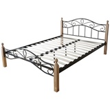 Homestyle4u 2096, Variante Metallbett Baun Natur mit Lattenrost 140x200 160x200 180x200 cm (Natur, 140 x 200 cm)