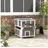 PawHut Outdoor-Katzenhaus Tannenholz, Katzenhaus mit Balkon, Eingängen, für Katzen bis 5 kg, Outdoor, 64 x 87 x 76 cm, Hellgrau -