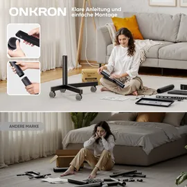 ONKRON TV Ständer rollbar für 23-60 Zoll bis zu 40 kg, höhenverstellbar max VESA 400x400 Standfuß Fernseher Rollwagen/TV Wagen mit Rollen Schwarz TS1137-B