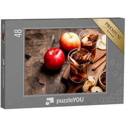 puzzleYOU Puzzle Heiße Apfeltee mit Zimtstange und Sternanis, 48 Puzzleteile, puzzleYOU-Kollektionen Getränke