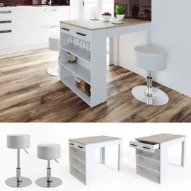 Vicco Esstisch-Set Repose 67 x 100 cm Braun/Weiß