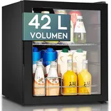 Heinrich ́s Getränkekühlschrank Flaschenkühlschrank Kühlschrank Mini Bierkühlschrank Minibar Getränke HGK 3174, 56 cm hoch, 43 cm breit, Minikühlschrank ohne Gefrierfach Getränkekühlschrank mit Glastür klein schwarz 43 cm x 56 cm x 45 cm