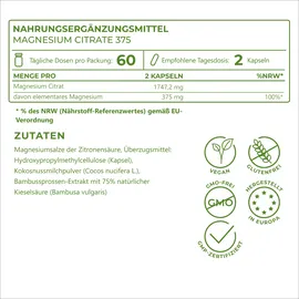 Vitality Nutritionals Magnesium Citrat Kapseln 120 St.