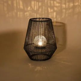 esotec Solarleuchte Polyrattan 30 cm inkl. LED Bruchglaskugel schwarz