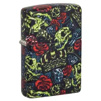Zippo Sturmfeuerzeug - Skull Crown, 540° Glow-in-The-Dark - Nachfüllbar - Wiederverwendbar - Windfestes Design - Geschenkbox - Made in USA