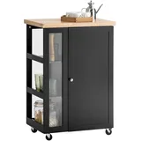 SoBuy Küchenwagen mit 2 Türen Schwarz 60x40x90cm Modern