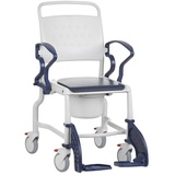 Rebotec BONN Toilettenrollstuhl mit 5-Zoll-Rädern, grau blau
