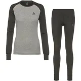 Odlo Damen Funktionsunterwäsche Set ACTIVE Warm ECO, dark grey melange - grey melange, XS