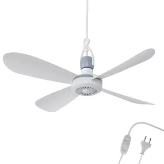 BestLivings Mobiler Deckenventilator mit Stecker und Schalter, 220V-240V / 5 Watt, Ø40 cm Portabler Decken - Ventilator mit Aufhänger, Energiesparend