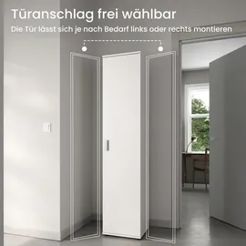 home collective Mehrzweckschrank Weiß, Echtholz, 4 Fächer, 40x184x35 cm Waschküche, Mehrzweckschränke