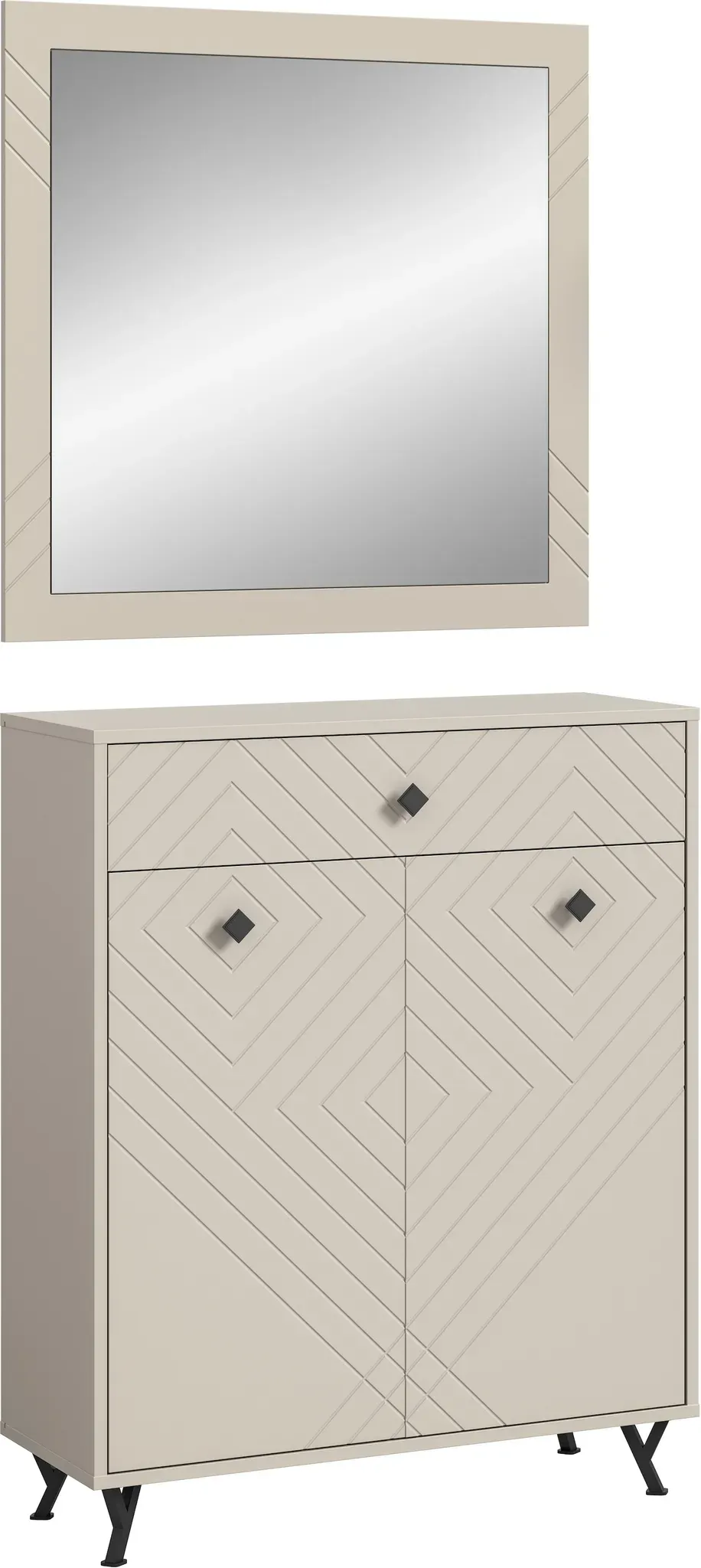 Garderoben-Set »Mento«, (Set, 2 St.), mit Ornamentfräsung, Kombination, Set, Flurgarderobe, Dielenmöbel Set, Sandbeige, , 26693700-0 B/H/T: 80 cm x 190 cm x 35 cm