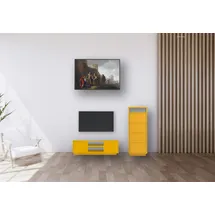 Aileenstore Wohnwand Set TV-Lowboard HiFi-Kommode 2 teilig