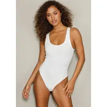 Copenhagen Studios Stringbody COPENHAGEN STUDIOS "mit hochwertiger Logostickerei", Damen, Gr. M (38), N-Gr, weiß, Feinripp, Obermaterial: 96% Baumwolle, 4% Elasthan, bestickt, unifarben, Basic, bequem, tiefer Rundhals, Bodys Stringbody, aus gerippter Bio-Baumwollqualität