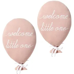 nordic coast company Baby Geschenk Dekokissen 2 Stück: Ballon uni + welcome in rosa Set 2tlg. für Kinderzimmer | Ideales Rosa Weiss Damen 
