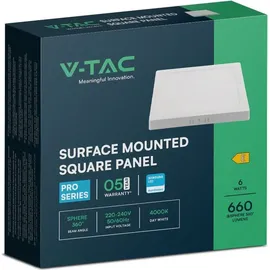 V-Tac LED-Aufbaupanel 6 Leuchtmittel quadratisch gold