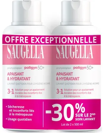 Saugella Poligyn 50+ Tägliche Intimwaschlotion Beruhigend Und Feuchtigkeitsspendend 2x500ml