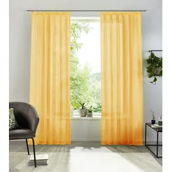 Gardine »XANA«, (1 St.), Voile, Bestseller, einfarbig, 1 bzw. 2 Schals, pflegeleicht, unifarben, 50949901-3 gelb 1 tlg.