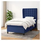 Lattenrost mit Matratze, Blau, 90 x 190 cm, Stoff, Plattformbett, mit Lattenhalter, einfache Montage, für Schlafzimmer, Erwachsene