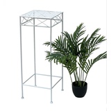 DanDiBo Ambiente DanDiBo Blumenhocker Weiß Metall Eckig 70 cm Blumenständer 96314 L Beistelltisch Blumensäule Modern Pflanzenständer Pflanzenhocker