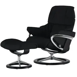 Stressless Relaxsessel Reno Leder 92 x 110 x 80 cm Schwarz mit Hocker