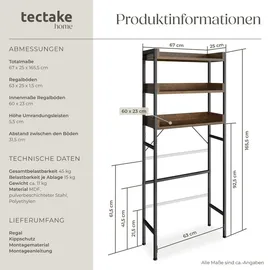 Tectake Badezimmerregal 67x25x165,5 cm dunkel, rustikal