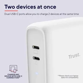 Trust Maxo Dual USB-C Schnellladegerät 65W Weiß