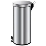 Proregal Runder Tretabfallsammler mit herausnehmbaren Kunststoff-Inneneimer | 30 Liter, HxBxT 64x30x33cm | Edelstahl