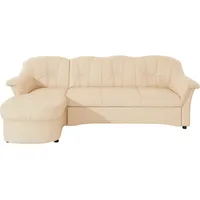 Ecksofa DOMO COLLECTION "Flores Schlafsofa, B/T/H: 233/142/86 cm, L-Form", beige (creme), B:231cm H:84cm T:142cm, Kunstleder SOFTLUX / Struktur ( 90% Polyester, 10% Polyacryl );NaturLEDER (echtes Rindsleder) in Sitz und Rücken. Korpus in passendem Kunstleder SOFTLUX bezogen;Microfaser PRIMABELLE (100% Polyester) / Struktur ( 100% Polyester ), Sofas, Ecksofa, wahlweise mit Bettfunktion, wahlweise mit Federkern, auch in Leder