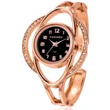 CANSNOW Spangenuhr Damen – Faszinierende Damenuhr | Uhr Damen | Damen Uhr | Uhren Damen | Damenuhr Rosegold | Uhr Rosegold Damen | Frauen Uhren | Damen Armbanduhr | Damen Uhren (Roségold-Schwarz)