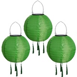 Yeehliny Solar Lampions Außen Wetterfest Solarlampiongs Outdoor Hängend Solar Lampion mit Quasten, 30cm Papierlaterner Aus Nylon, Solar Laterne Solarlampen für Außen Garten Balkon (3pcs/Grün)