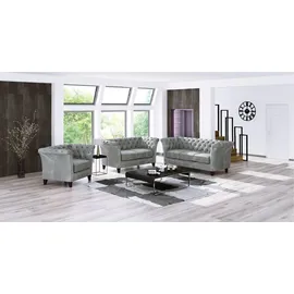 s-style möbel Chesterfield-Sessel Rainsburg Samt 0 x 0 x 0 cm Grau