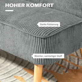 Homcom 2 Sitzer Sofa, Gepolsterte Couch, mit Kordoptik, Holzbeine für Wohnzimmer, | Gr.: onesize