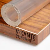 Transparent Tischfolie Schutzfolie Folie leicht mattiert Abgeschrägte V-Kante Eckig 40 x 75 cm Tischdecke Maschinenzuschnitt