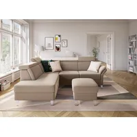 Ecksofa SIT & MORE "Vincenzo L-Form" Sofas Gr. B/H/T: 245cm x 84cm x 193cm, Flachgewebe, Ottomane links, mit Kopfteilverstellung, braun (macchiato) inklusive Kopfteilverstellung, wahlweise mit Bettfunktion, Bettkasten