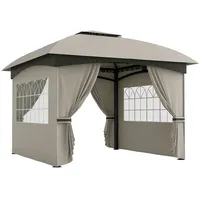Outsunny Pavillon ca. 3,4x3,4 m wasserabweisend Gartenpavillon mit 4