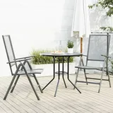 vidaXL Gartenstuhl-Set 3-tlg. Verstellbar 57,8 x 69,1 x 21,8 cm grau