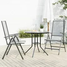 vidaXL Gartenstuhl-Set 3-tlg. Verstellbar 57,8 x 69,1 x 21,8 cm grau