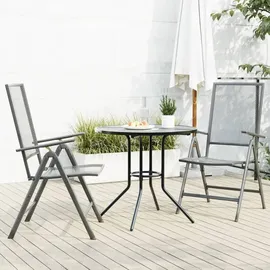 vidaXL Gartenstuhl-Set 3-tlg. Verstellbar 57,8 x 69,1 x 21,8 cm grau
