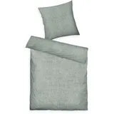 Tom Tailor Melange-Bettwäsche, 80x80 cm + 135x200 cm, 40% Baumwolle/ 25% Viskose / 35% Polyester, Mit Stehsaum und Markenreißverschluss, WOVEN MELANGE Grün (Soft Forest)