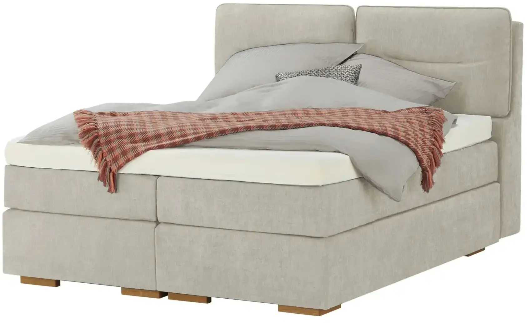 Wohnwert Boxspringbett mit Bettkasten Dormian Besta , beige , Maße (cm): B: 200 H: 136
