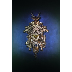 Romba -Echte Kuckucksuhr als Wandbild 90cm Blau Gold- AL37-G