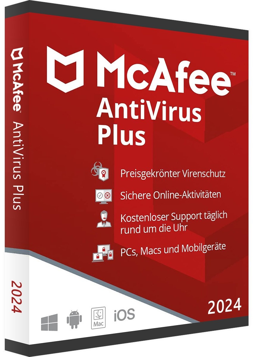 McAfee Antivirus Plus 2024 | Download + Produktschlüssel | 1 Gerät / 1 Jahr