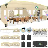 COBIZI Faltpavillon 3x6 Pavillon wasserdicht Winterfest, Pop Up Pavillon Klappbar 3x6 Zelt mit 6 Seitenwnden mit Belüftungsöffnungen, Sandsack|Gardenpavillon Partyzelt für Markt, Freien Event,Khaki