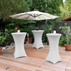 Beautissu Stehtischhusse Stella Weiß Ø 60-65 cm